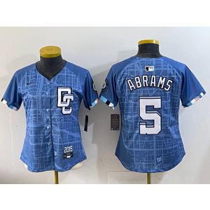MLB Nationals 5 CJ Abrams Blue 2025 City Connect Nike Cool Base Women Jersey