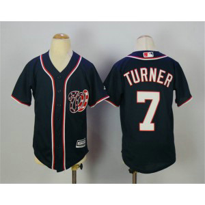 MLB Nationals 7 Trea Turner Navy New Cool Base Youth Jersey