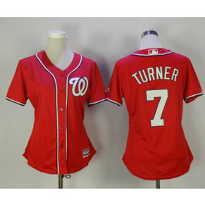 MLB Nationals 7 Trea Turner Red New Cool Base Women Jersey