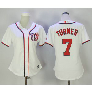 MLB Nationals 7 Trea Turner White New Cool Base Women Jersey