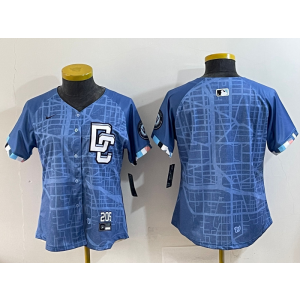 MLB Nationals Blank Blue 2025 City Connect Nike Cool Base Women Jersey