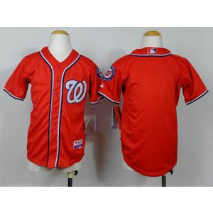 MLB Nationals Blank Red Cool Base Youth Jersey