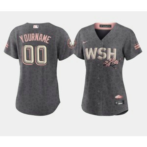 MLB Nationals Customized 2022 Gray City Connect Cherry Blossom Nike Cool Base Women Jersey(Run Small)