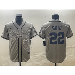 MLB New York Yankees 22 Soto Grey Baseball Nike Cool Base Men Jersey
