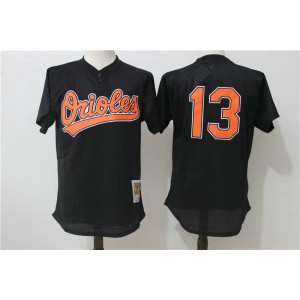 MLB Orioles 13 Manny Machado Black Mitchell and Ness Throwback Men Jersey