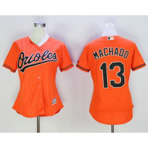 MLB Orioles 13 Manny Machado Orange New Cool Base Women Jersey