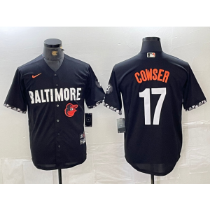 MLB Orioles 17 Cowser Black City Connect Nike Cool Base Men Jersey