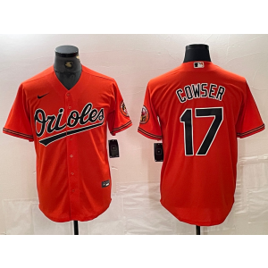 MLB Orioles 17 Cowser Orange Nike Cool Base Men Jersey