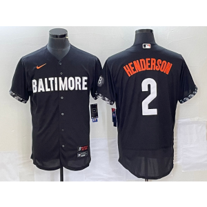 MLB Orioles 2 Henderson Black 2023 City Connect Nike Flexbase Men Jersey