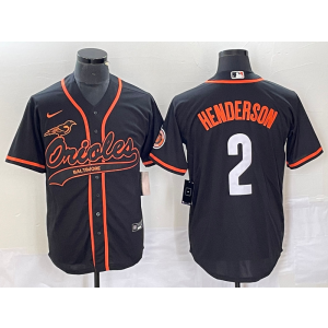 MLB Orioles 2 Henderson Black Baseball Nike Cool Base Men Jersey