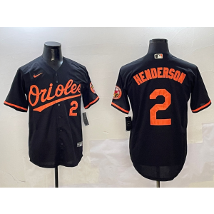 MLB Orioles 2 Henderson Black Nike Cool Base Men Jersey