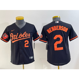 MLB Orioles 2 Henderson Black Nike Cool Base Youth Jersey
