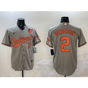 MLB Orioles 2 Henderson Grey Nike Cool Base Men Jersey