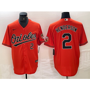 MLB Orioles 2 Henderson Orange Nike Cool Base Men Jersey