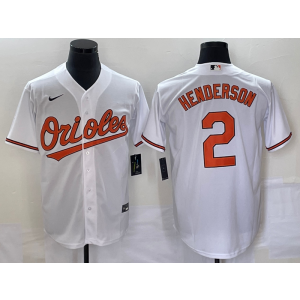 MLB Orioles 2 Henderson White Nike Cool Base Men Jersey