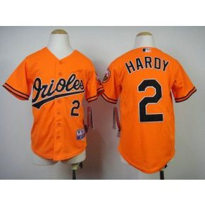 MLB Orioles 2 J.J. Hardy Orange Cool Base Youth Jersey