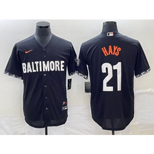 MLB Orioles 21 Hays Black 2023 City Connect Nike Cool Base Men Jersey