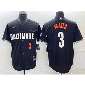 MLB Orioles 3 Mateo Black 2023 City Connect Nike Cool Base Men Jersey