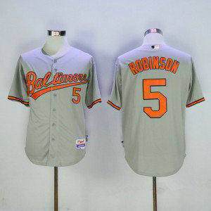 MLB Orioles 5 Brooks Robinson Retired Gray Majestic Cool Base Men Jersey