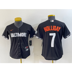 MLB Orioles 7 Jackson Holliday Black City Connect Nike Cool Base Women Jersey