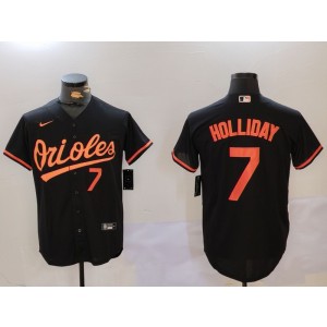 MLB Orioles 7 Jackson Holliday Black Orange Nike Cool Base Men Jersey