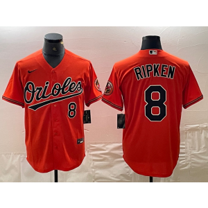 MLB Orioles 8 Cal Ripken Jr. Orange Nike Cool Base Men Jersey