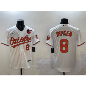 MLB Orioles 8 Cal Ripken Jr. White Nike Cool Base Men Jersey