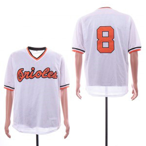 MLB Orioles 8 Cal Ripken Jr White Mesh Throwback Men Jersey