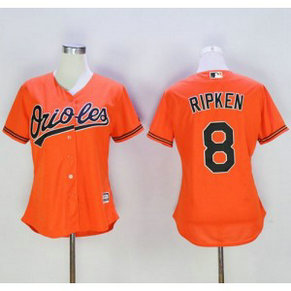 MLB Orioles 8 Cal Ripken Orange Alternate Women Jersey