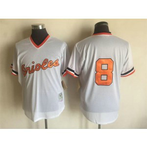 MLB Orioles 8 Cal Ripken White Mitchell and Ness Throwback Men Jersey