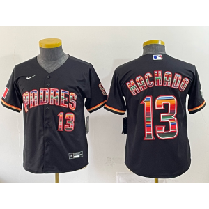 MLB Padres 13 Machado Black Rainbowl Nike Cool Base Youth Jersey