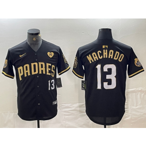 MLB Padres 13 Manny Machado Black Gold Nike Cool Base Men Jersey