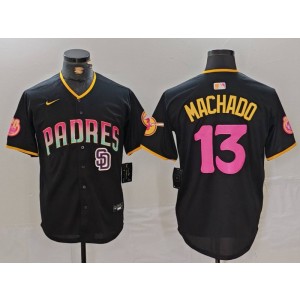 MLB Padres 13 Manny Machado Black Rainbowl Nike Cool Base Men Jersey
