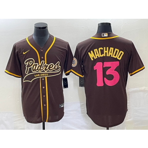MLB Padres 13 Manny Machado Brown Baseball Logo Nike Cool Base Men Jersey