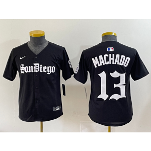 MLB Padres 13 Manny Machado New Black Nike Cool Base Youth Jersey