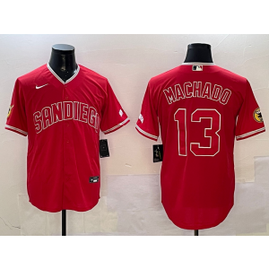 MLB Padres 13 Manny Machado Red Nike Cool Base Men Jersey