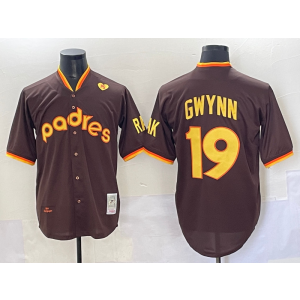 MLB Padres 19 Gwynn Brown Nike Cool Base Men Jersey