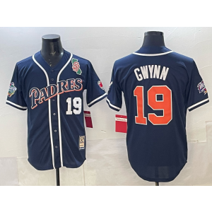 MLB Padres 19 Gwynn Navy Throwback Men Jersey