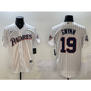 MLB Padres 19 Gwynn White Nike Cool Base Men Jersey