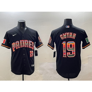 MLB Padres 19 Tony Gwynn Black Rainbowl Nike Cool Base Men Jersey