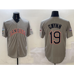 MLB Padres 19 Tony Gwynn Grey Throwback Nike Cool Base Men Jersey