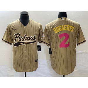 MLB Padres 2 Bogaerts Brown Baseball Logo Nike Cool Base Men Jersey