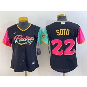 MLB Padres 22 Juan Soto Black City Connect Nike Cool Base Youth Jersey
