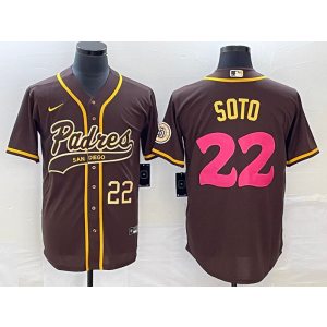 MLB Padres 22 Juan Soto Brown Baseball Logo Nike Cool Base Men Jersey