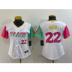 MLB Padres 22 Juan Soto White 2021 City Connect Cool Base Women Jersey(Run Small)