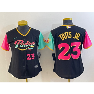 MLB Padres 23 Fernando Tatis Jr. Black 2021 City Connect Nike Cool Base Women Jersey