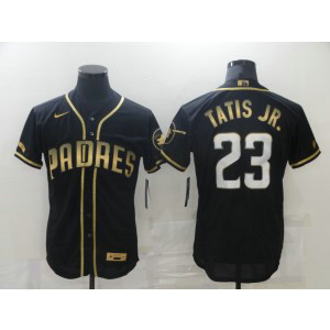 MLB Padres 23 Fernando Tatis Jr. Black Gold Flexbase Men Jersey