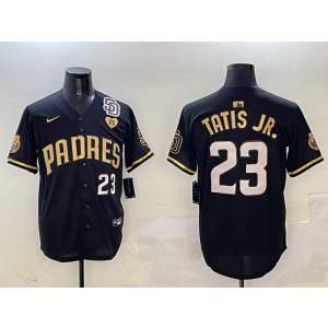 MLB Padres 23 Fernando Tatis Jr. Black Gold Nike Cool Base Men Jersey