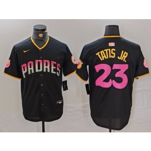 MLB Padres 23 Fernando Tatis Jr. Black Rainbowl Nike Cool Base Men Jersey