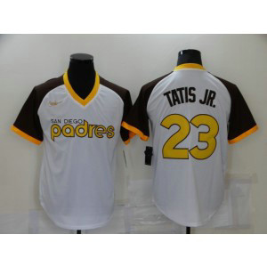 MLB Padres 23 Fernando Tatis Jr. White Nike Throwback Men Jersey